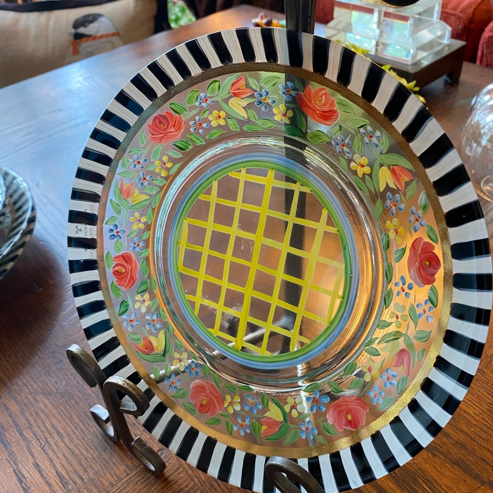2 MacKenzie-Childs 7” Vintage 1980’s Bread/Butter glass plates -Retired